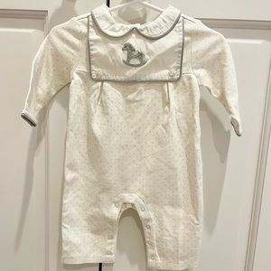 NWT Janie and Jack , ivory and gray onesie, size 0-3 Mos